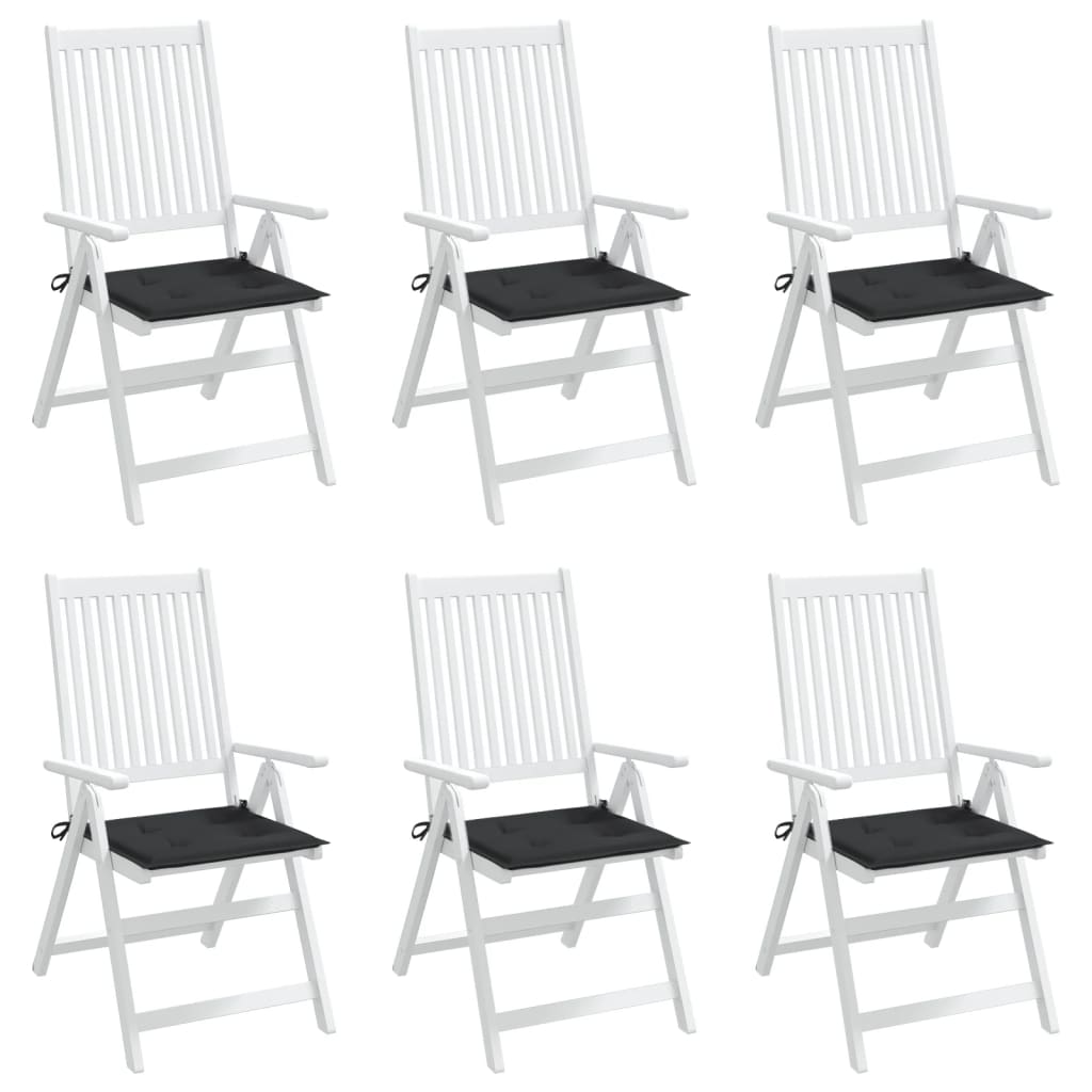 vidaXL Almofadões p/ cadeiras jardim 6 pcs 40x40x3 cm oxford preto
