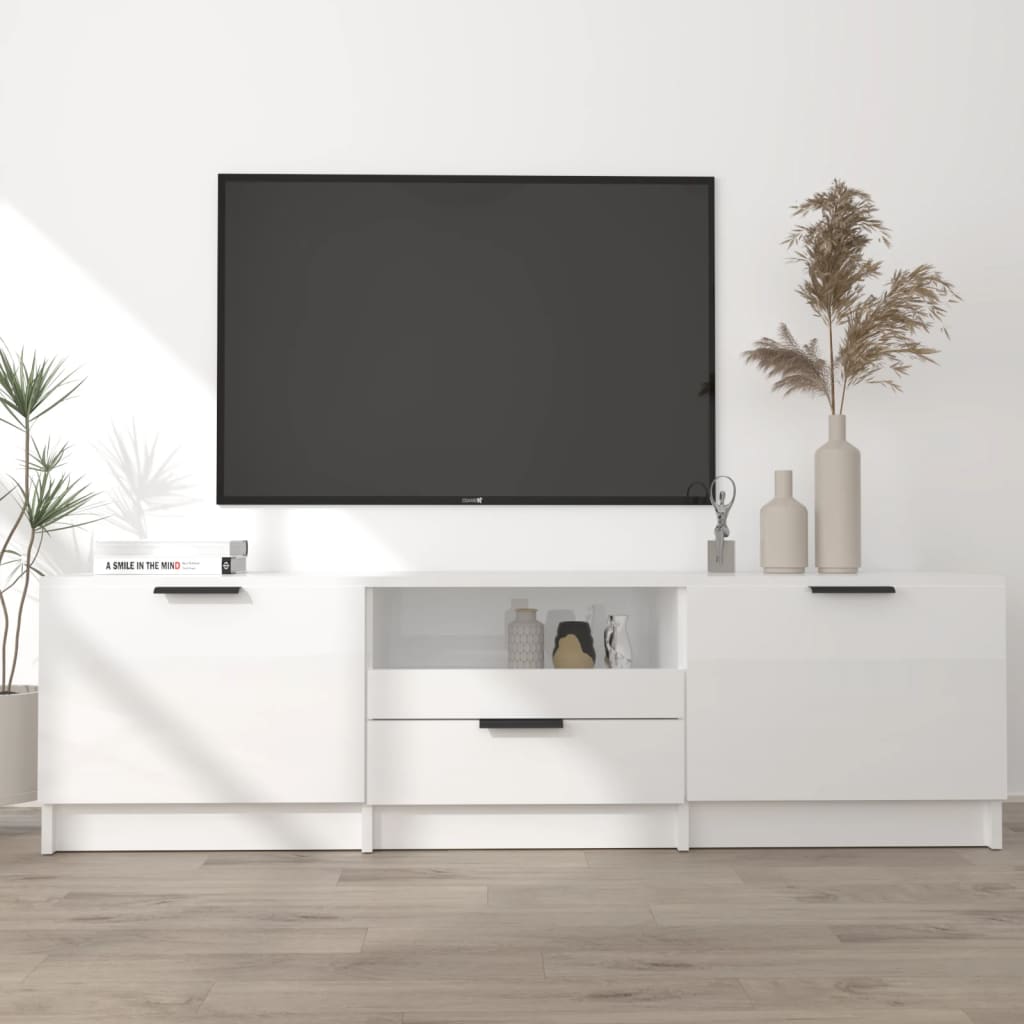 vidaXL Móvel para TV 140x35x40 cm madeira processada branco brilhante