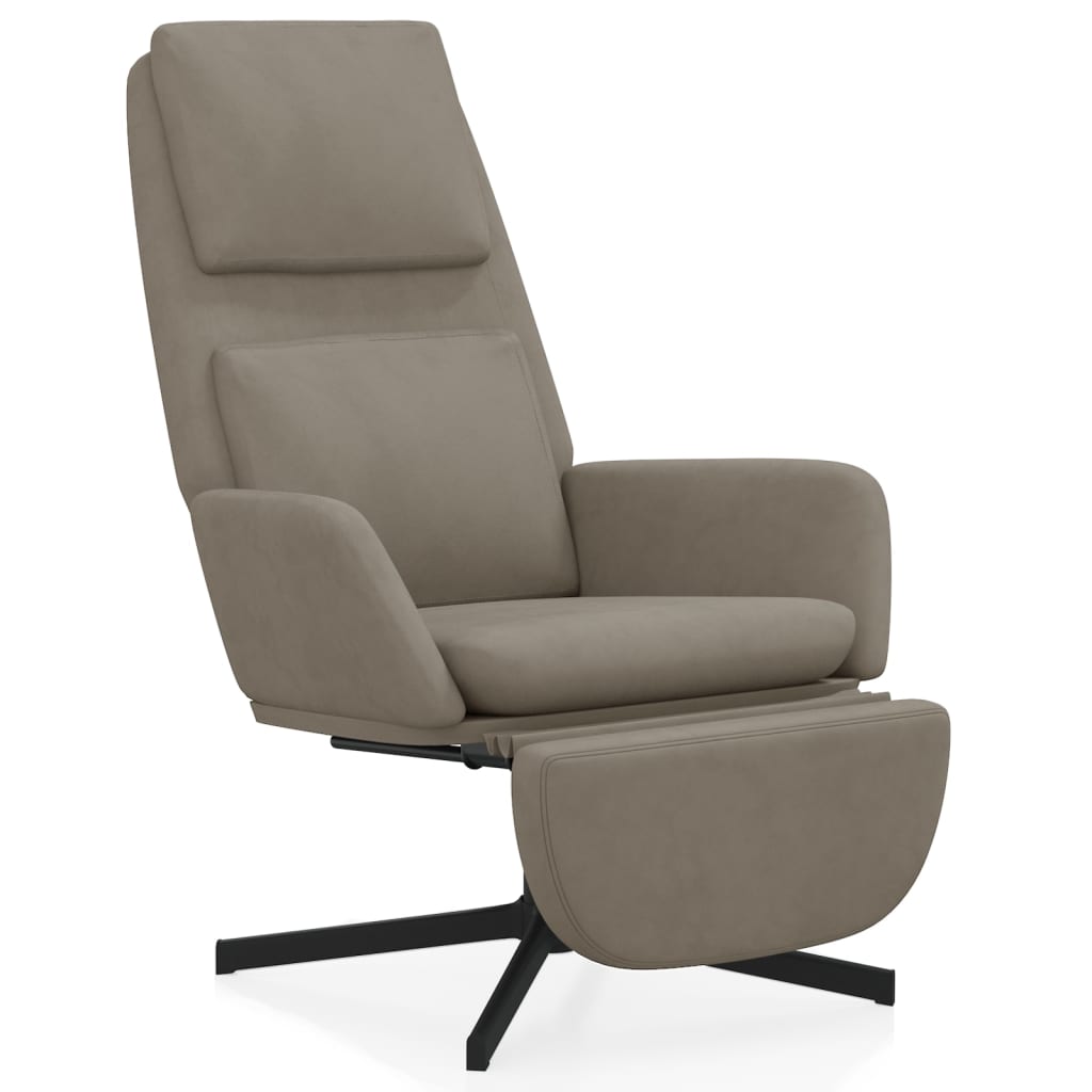 vidaXL Cadeira de descanso com apoio de pés veludo cinza-claro