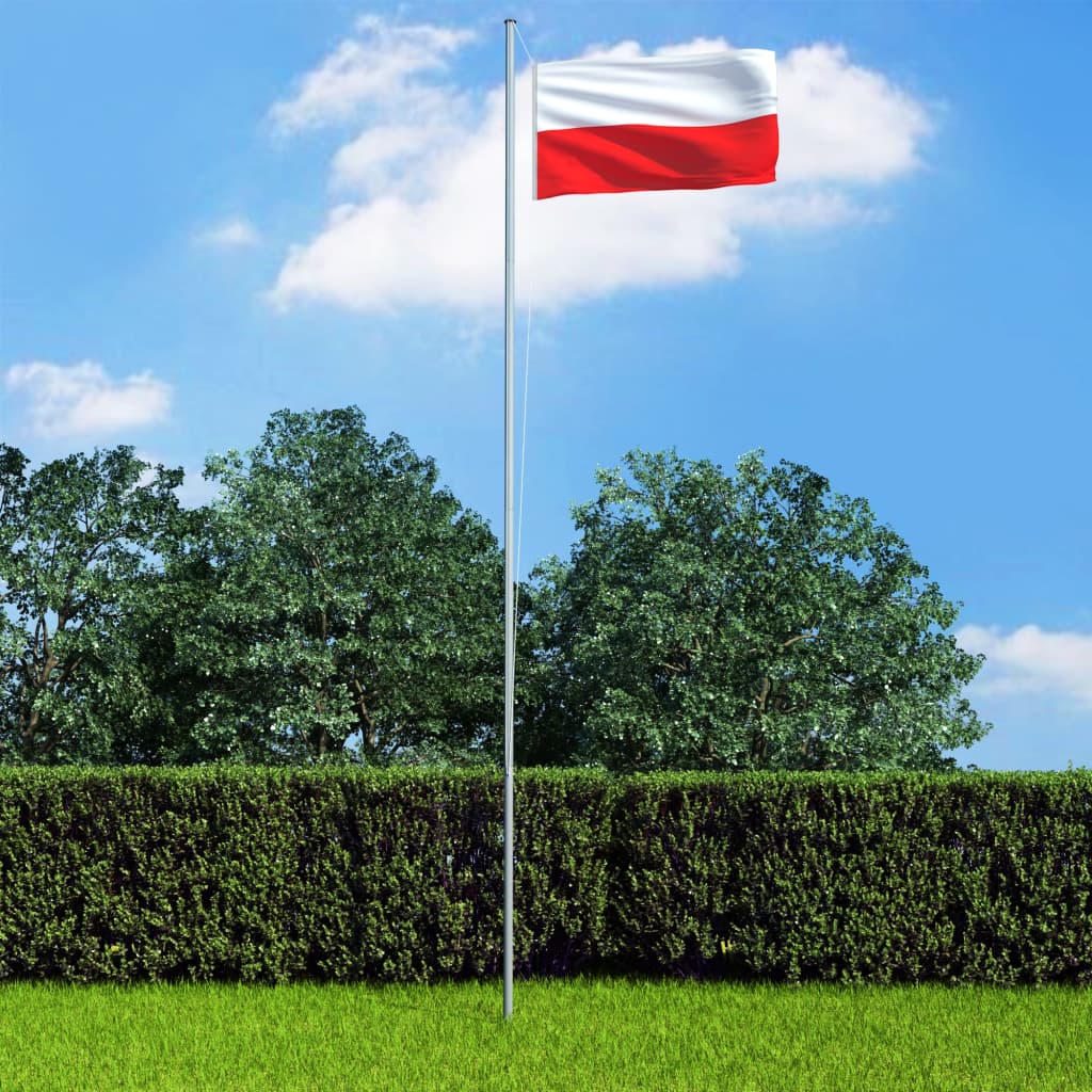 vidaXL Bandeira da Polónia com mastro de alumínio 4 m