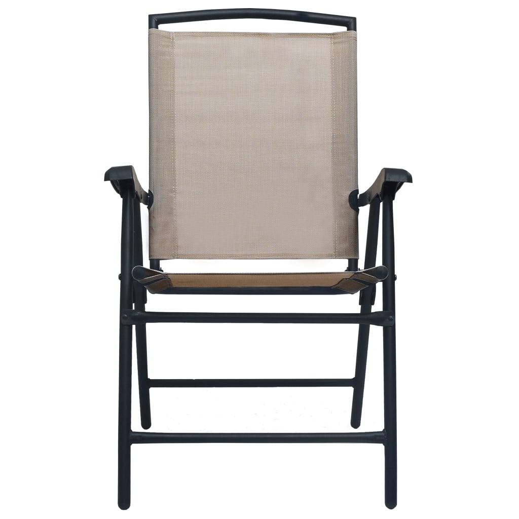 vidaXL Cadeiras de jardim dobráveis 2 pcs textilene cinza-acastanhado