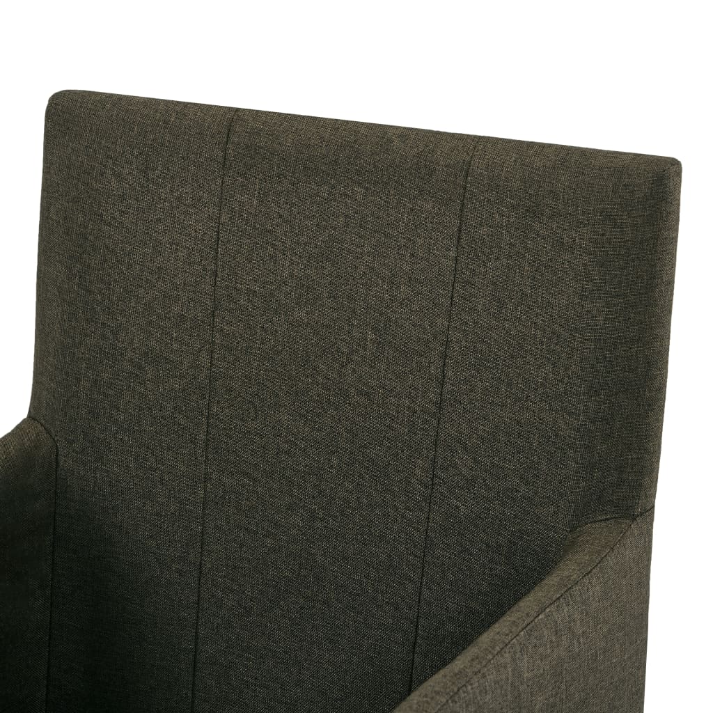 vidaXL Cadeiras de jantar com apoio de braços 2 pcs tecido castanho