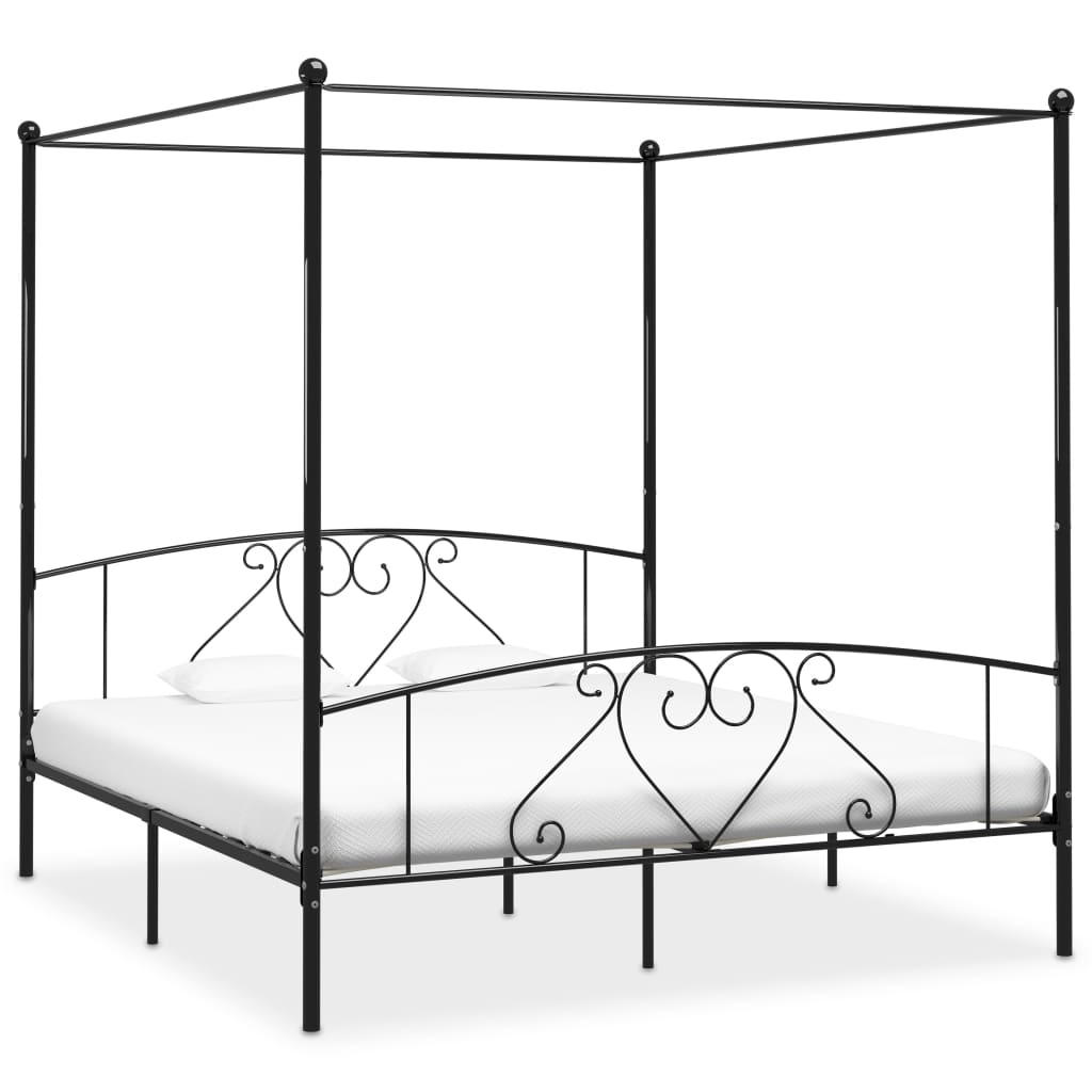 vidaXL Estrutura de cama dossel 180x200 cm metal preto