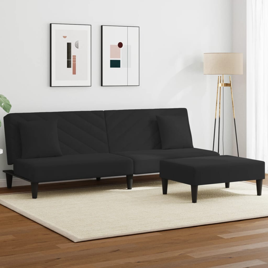 vidaXL 2 pcs conjunto de sofás com almofadas veludo preto