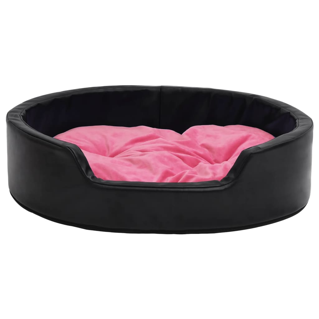 vidaXL Ninho p/ cães 79x70x19cm pelúcia/couro artificial preto e rosa