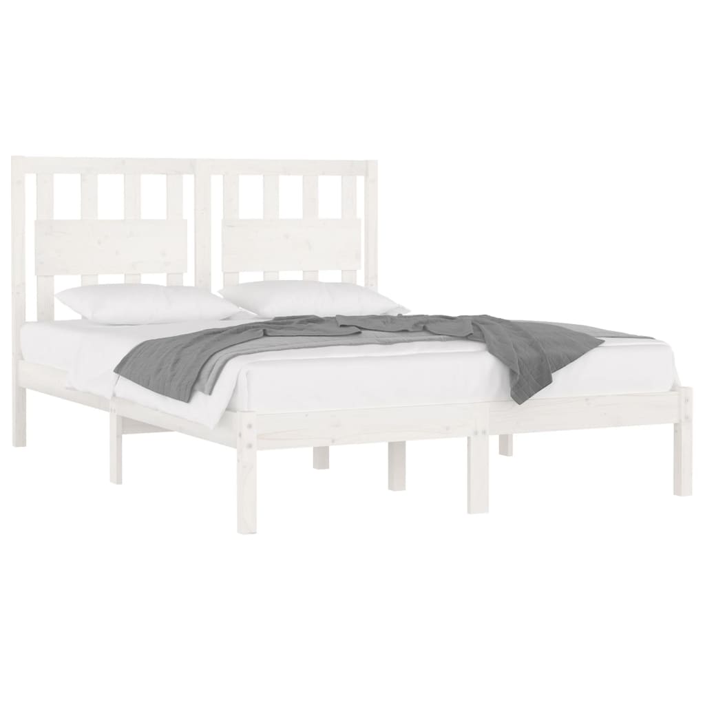 vidaXL Estrutura de cama super king 180x200 cm pinho maciço branco