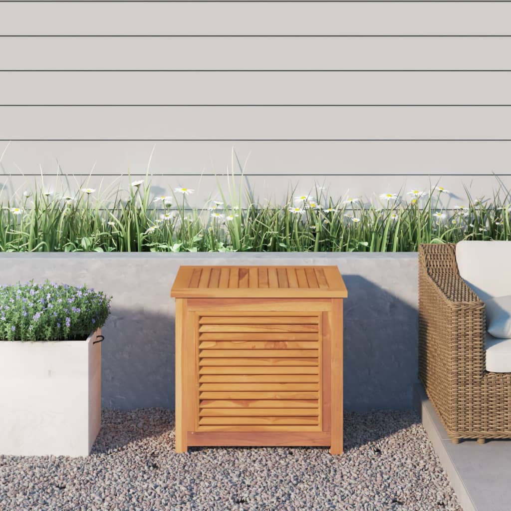 vidaXL Caixa de arrumação para jardim com saco 60x50x58 cm teca maciça