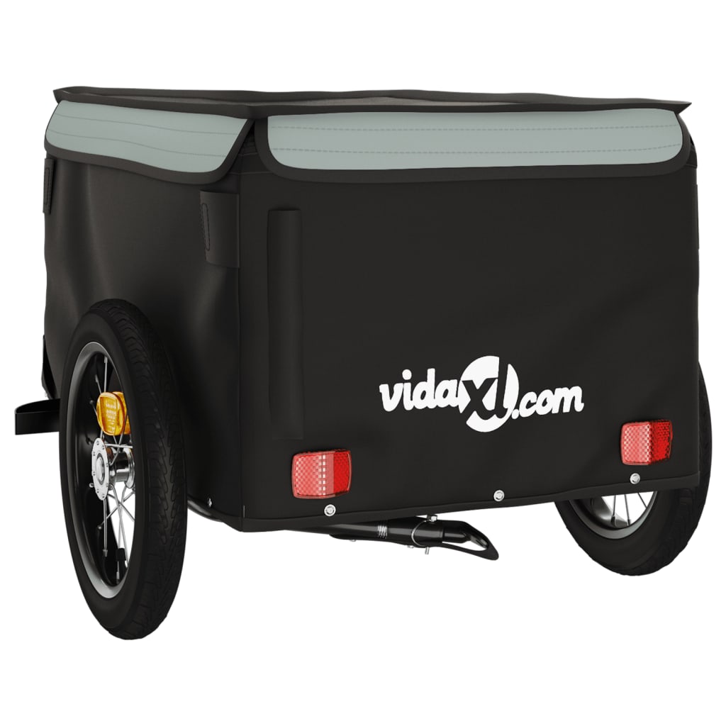 vidaXL Reboque para bicicleta 30 kg ferro preto e cinza