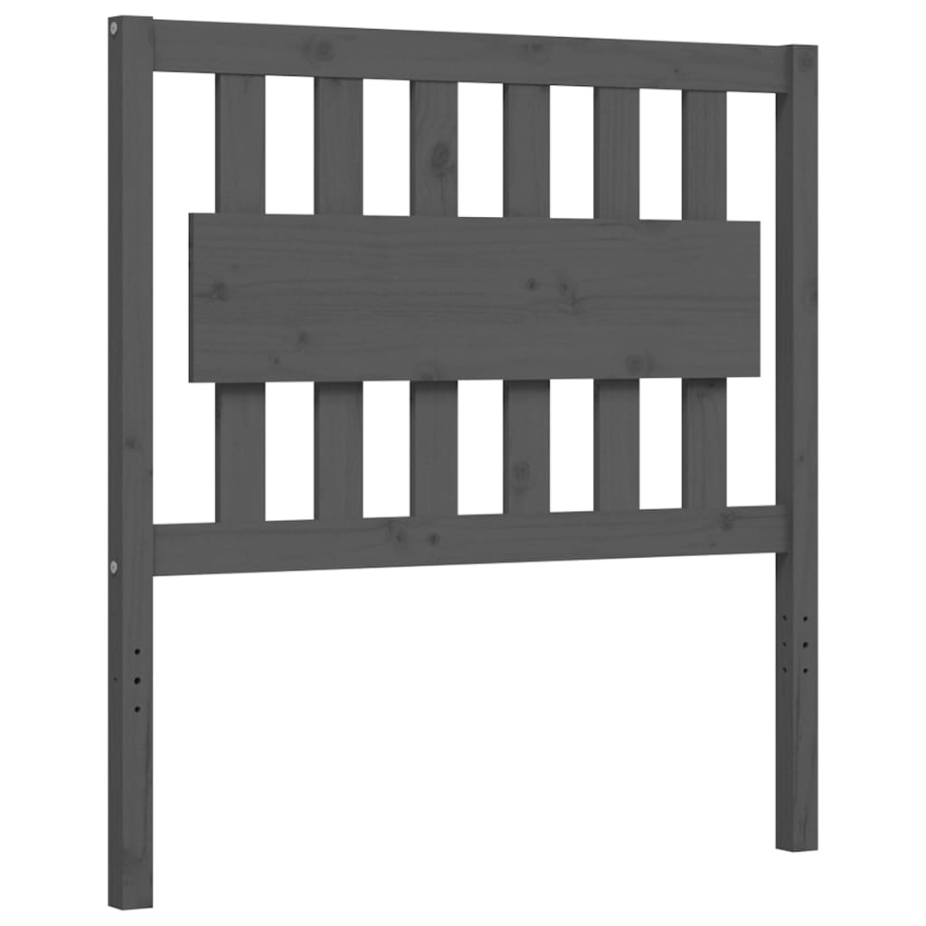 vidaXL Estrutura cama de solteiro c/ cabeceira madeira maciça cinzento