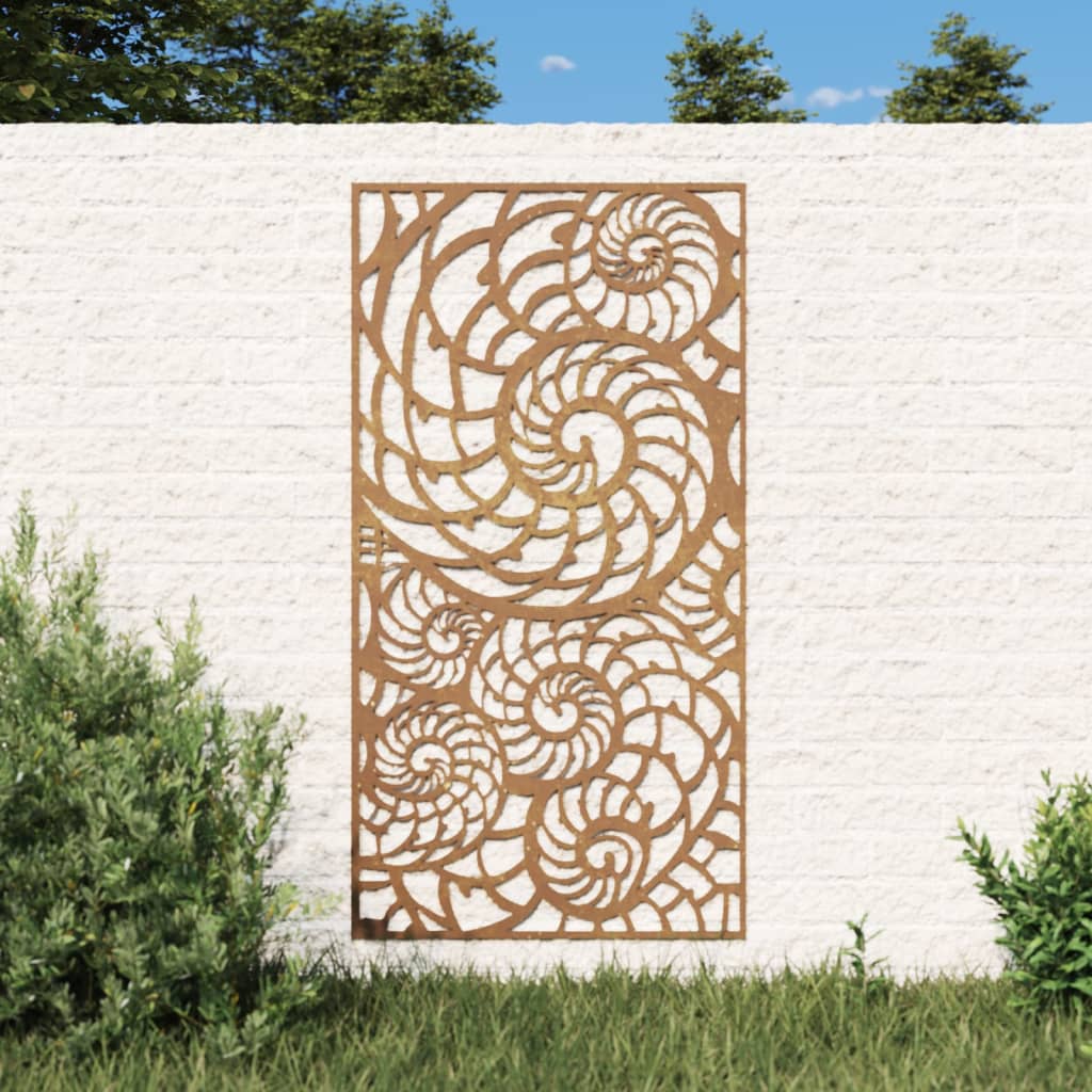vidaXL Decoração p/ muro de jardim 105x55 cm aço corten design conchas
