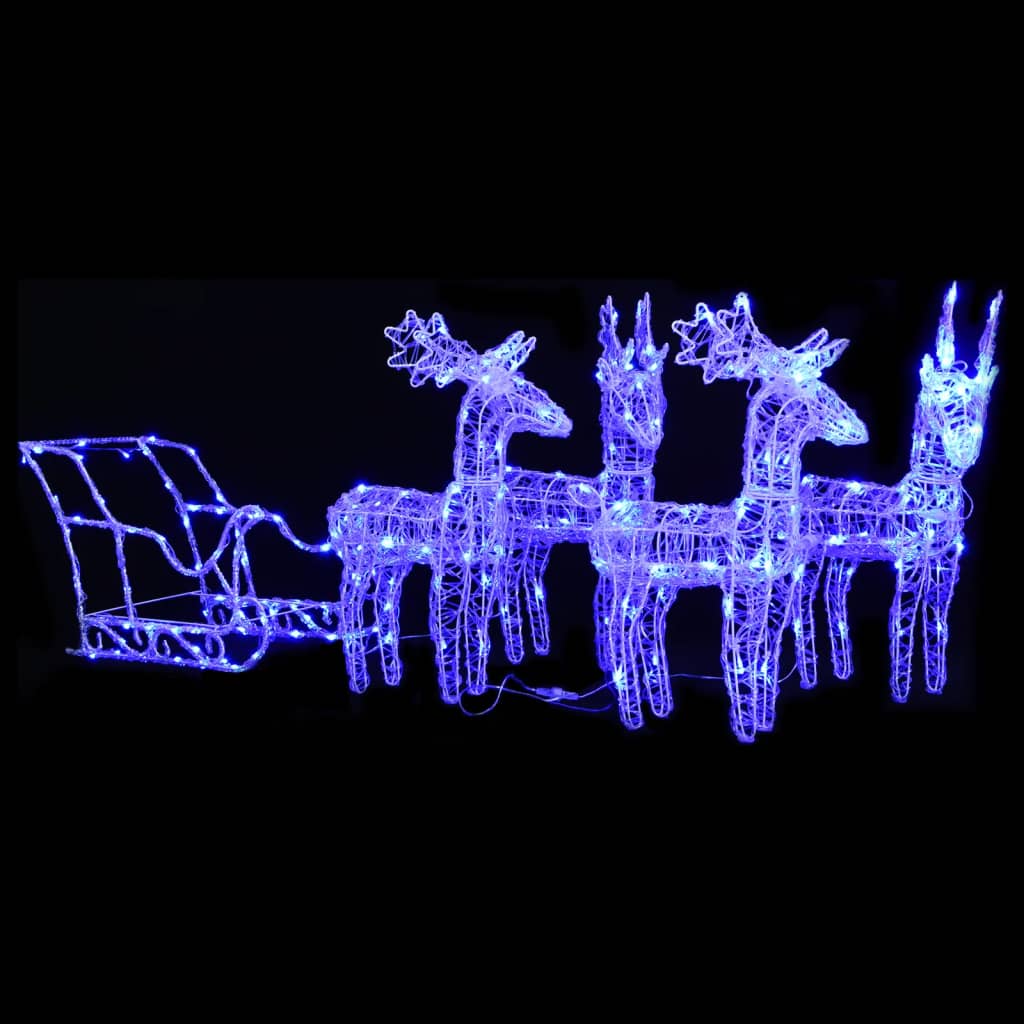 vidaXL Decoração de Natal renas/trenó 280x28x55 cm acrílico