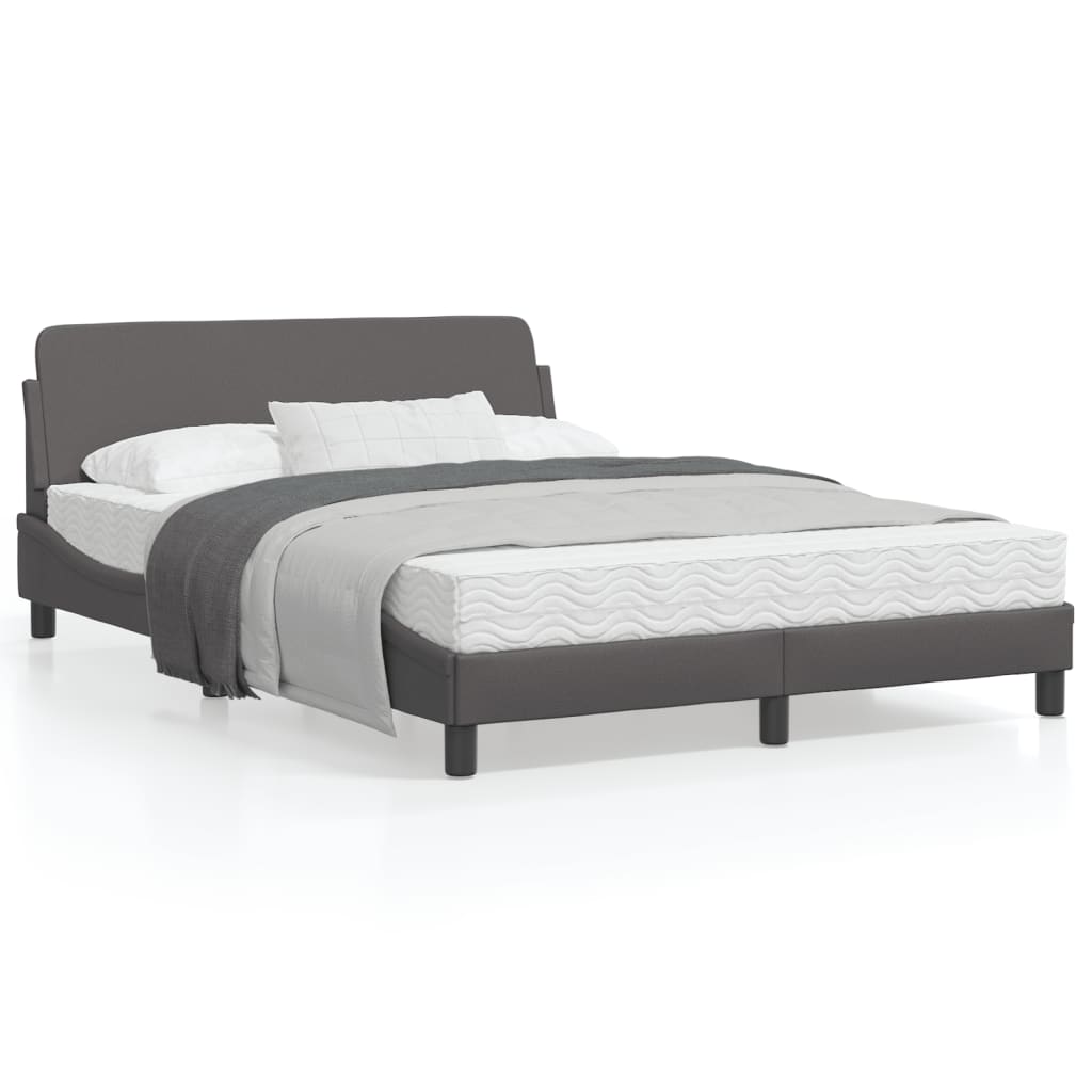 vidaXL Estrutura cama c/ cabeceira 140x200cm couro artificial cinzento