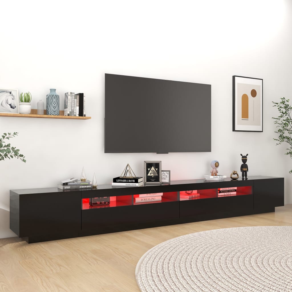 vidaXL Móvel de TV com luzes LED 300x35x40 cm preto