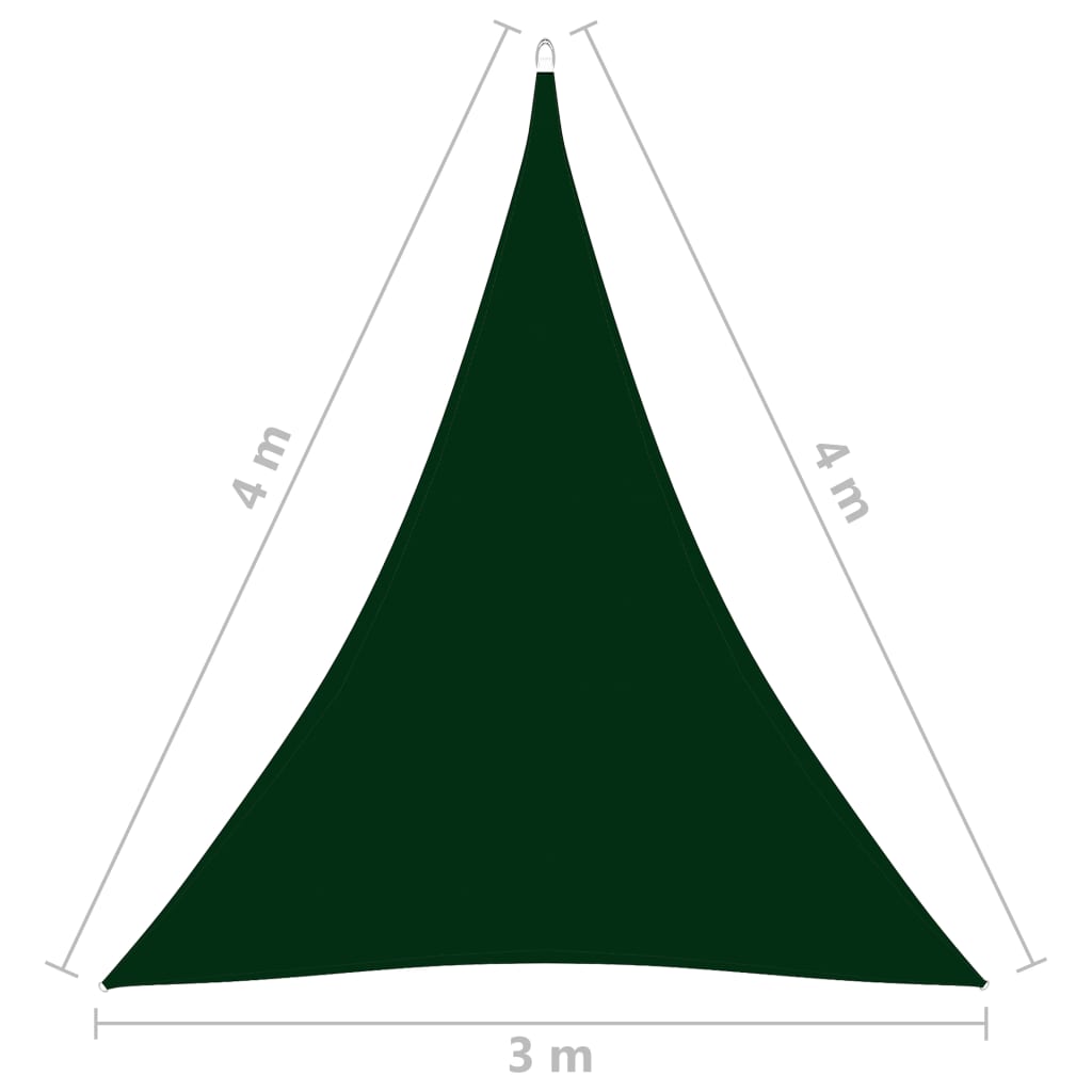 vidaXL Para-sol vela tecido oxford triangular 3x4x4 m verde-escuro