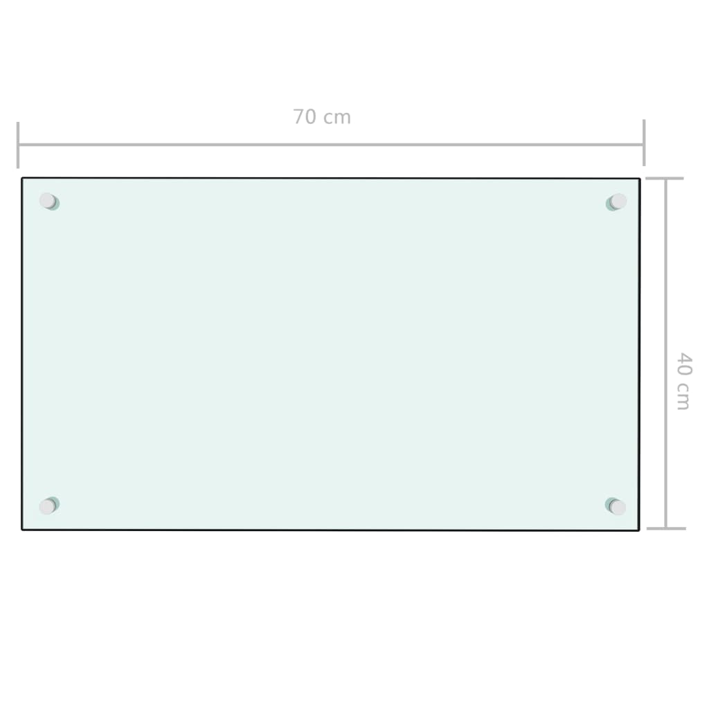 vidaXL Painel anti-salpicos de cozinha 70x40 cm vidro temperado branco