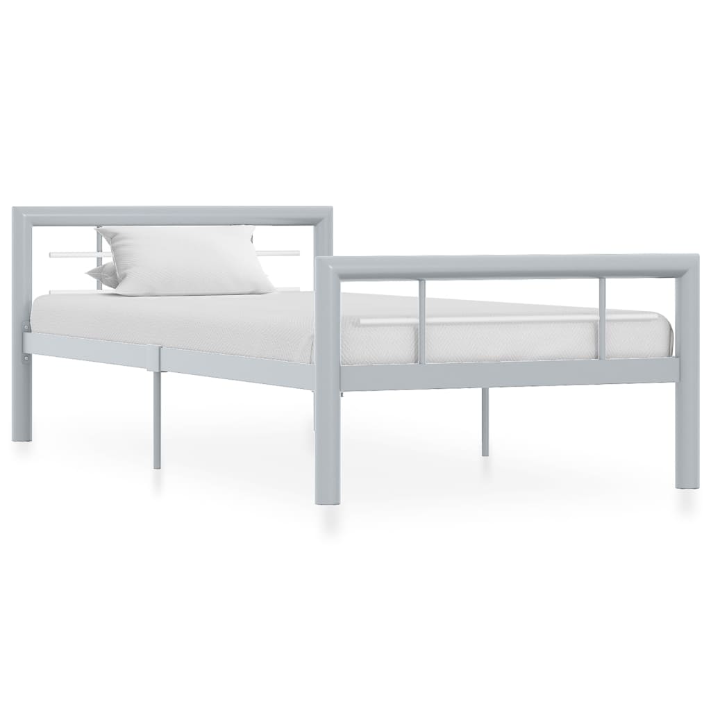 vidaXL Estrutura de cama 90x200 cm metal cinzento e branco