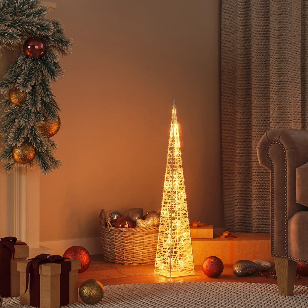 vidaXL Cone iluminação Natal 30 luzes LED 60 cm acrílico branco quente