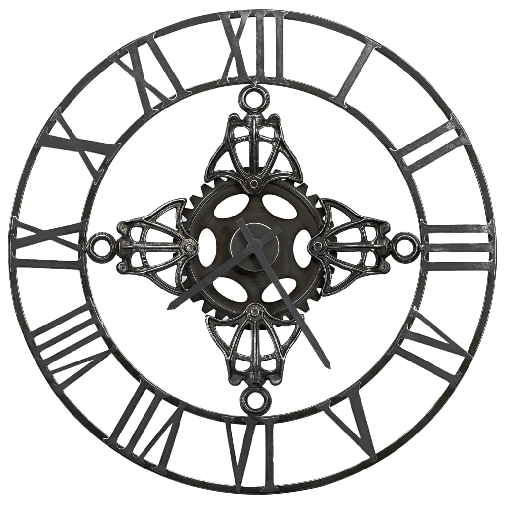 vidaXL Relógio de parede 78 cm metal prateado