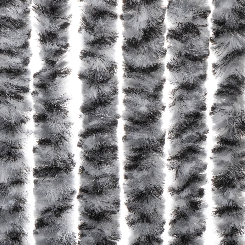 vidaXL Cortina anti-insetos 56x185 cm chenille cinzento/preto/branco