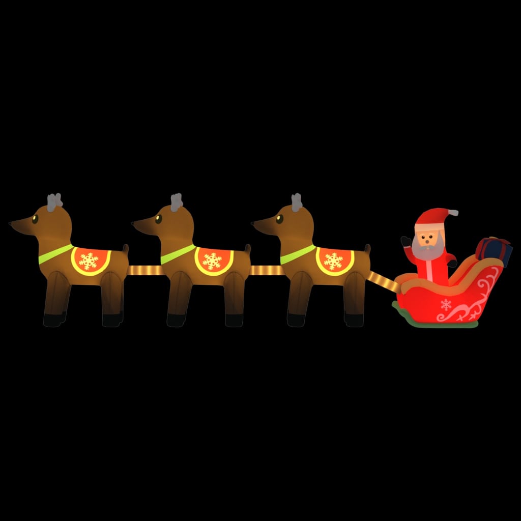 vidaXL Pai Natal e renas insufláveis com luzes LED 138 cm
