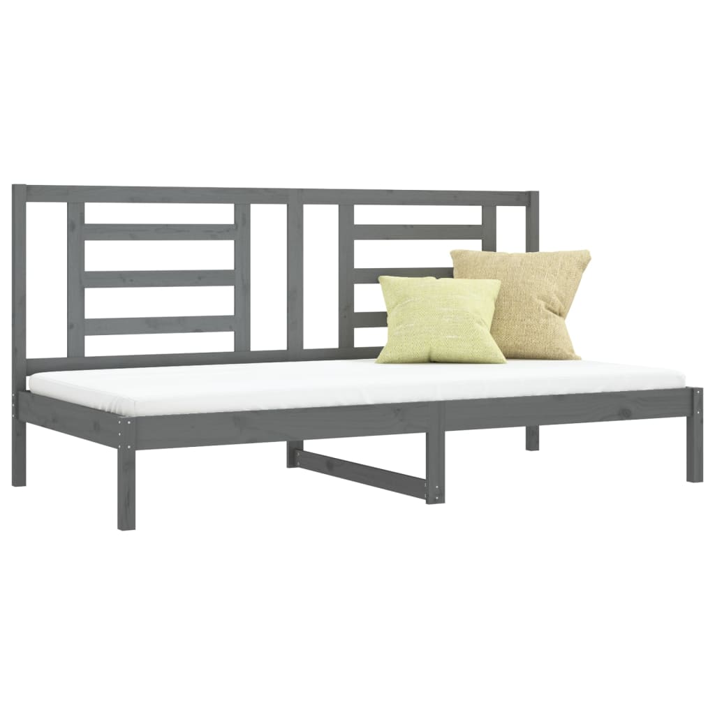 vidaXL Sofá-cama 90 x 200 cm madeira de pinho maciça cinzento