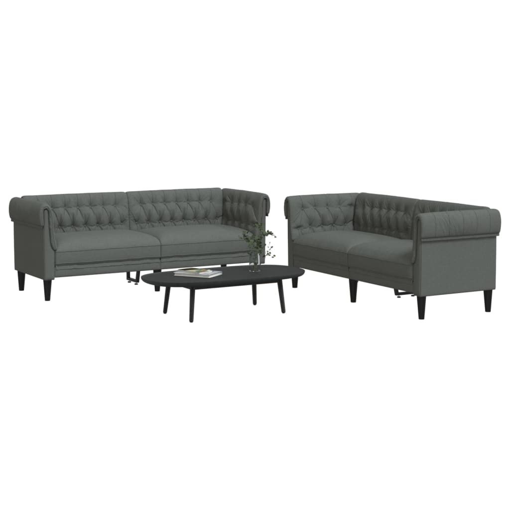 vidaXL 2 pcs conjunto de sofás tecido cinzento-escuro