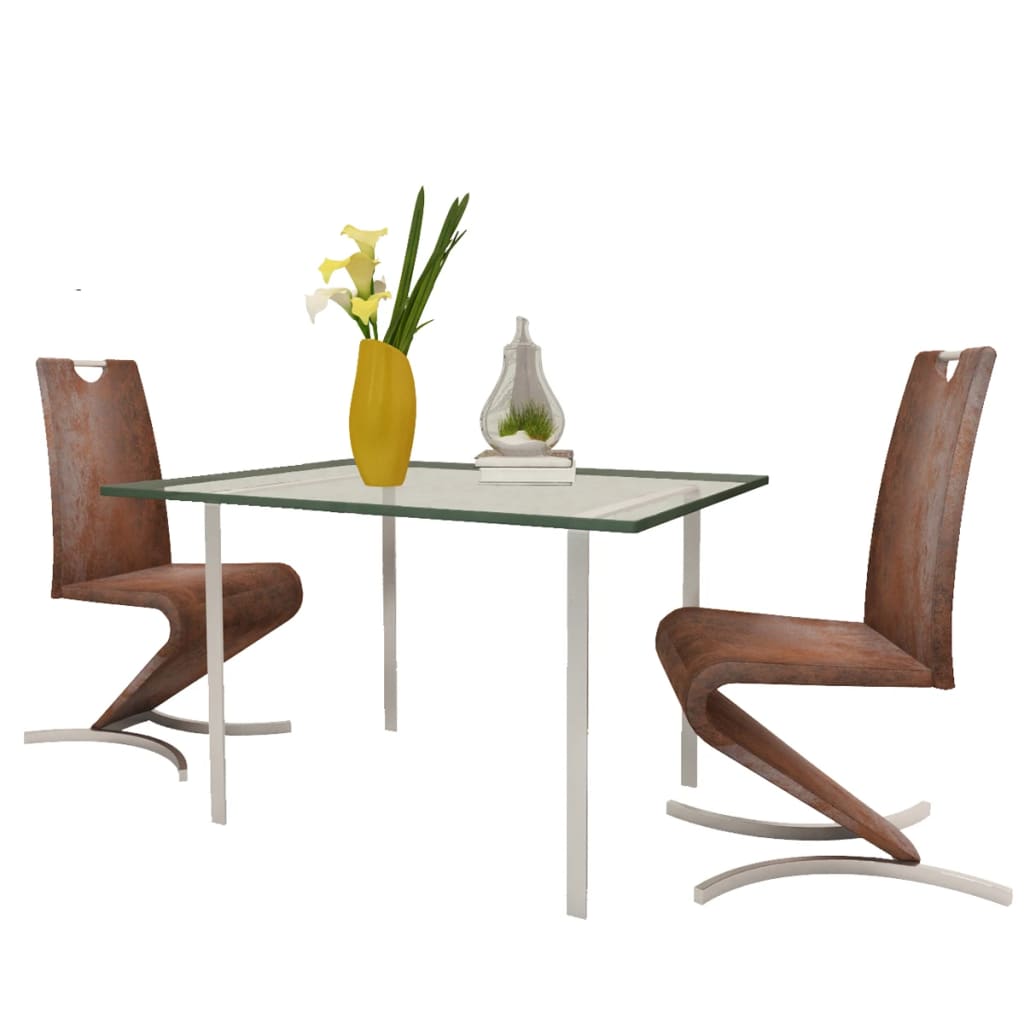 vidaXL Cadeiras de jantar 2 pcs couro artificial castanho
