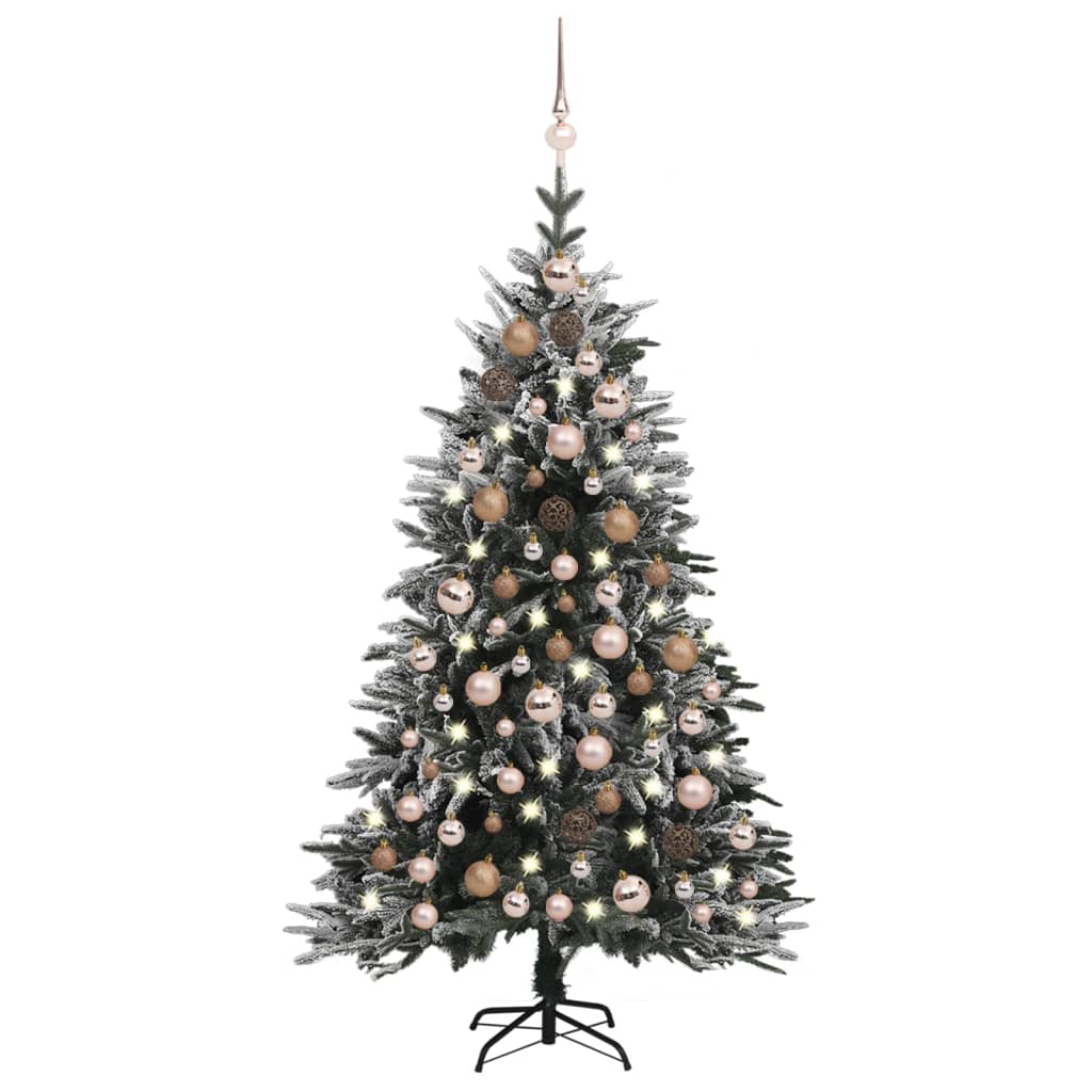 vidaXL Árvore de Natal artificial c/ luzes LED/bolas/neve PVC/PE 120cm