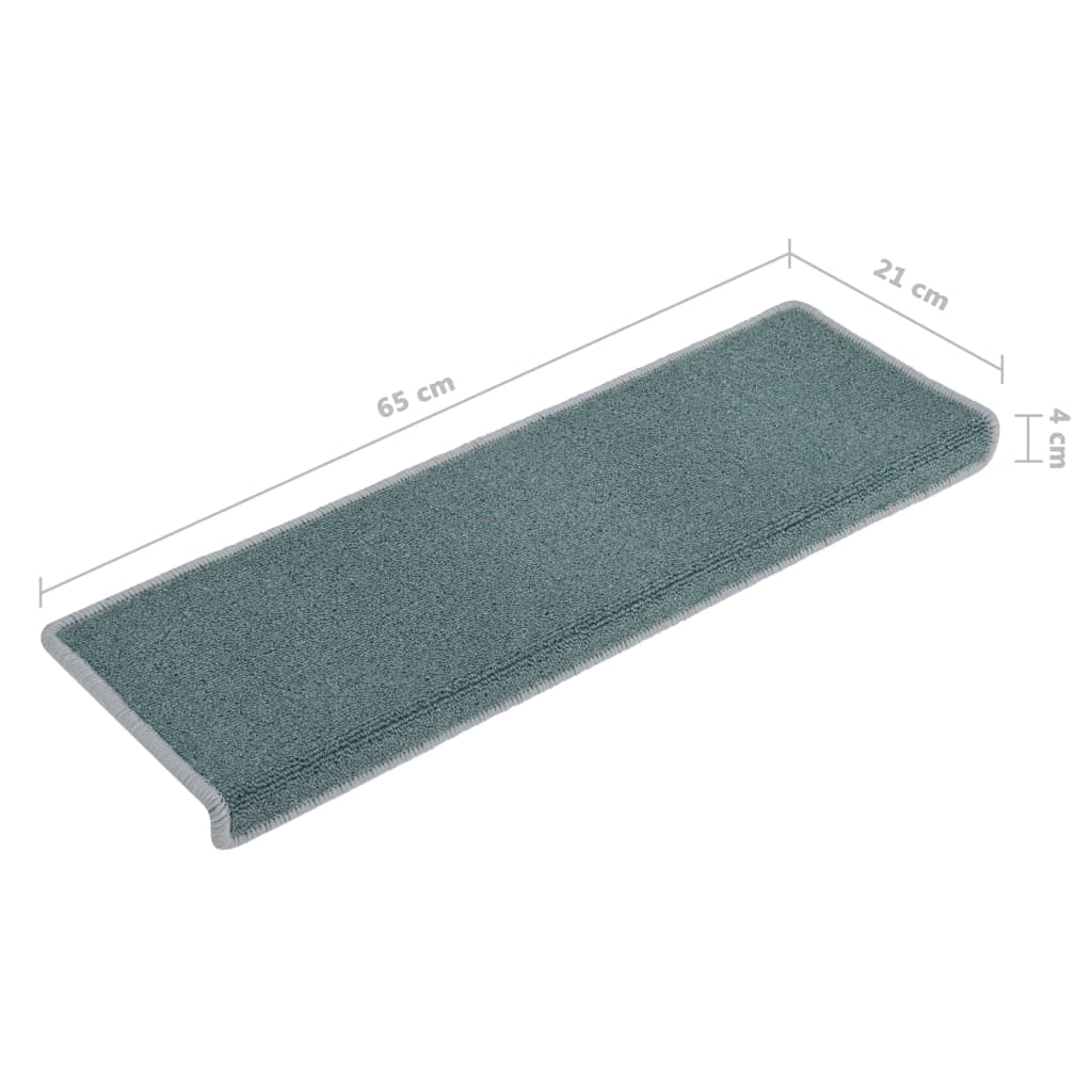 vidaXL Tapete/carpete para degraus 15 pcs 65x21x4 cm azul