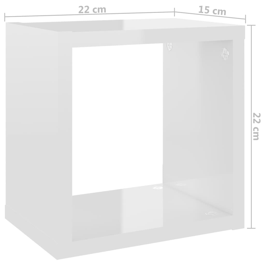 vidaXL Prateleiras parede forma de cubo 4pcs 22x15x22 cm branco brilh.