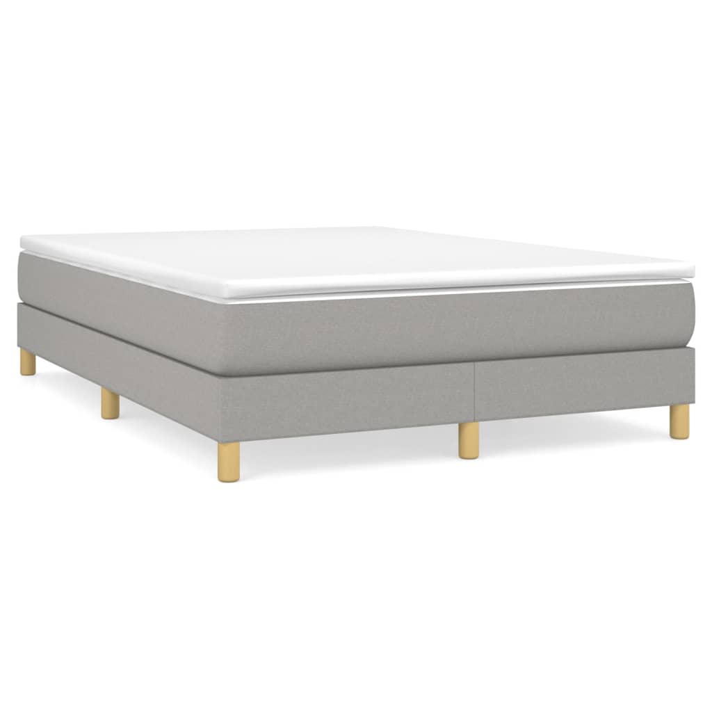 vidaXL Estrutura de cama com molas 140x190 cm tecido cinza-claro
