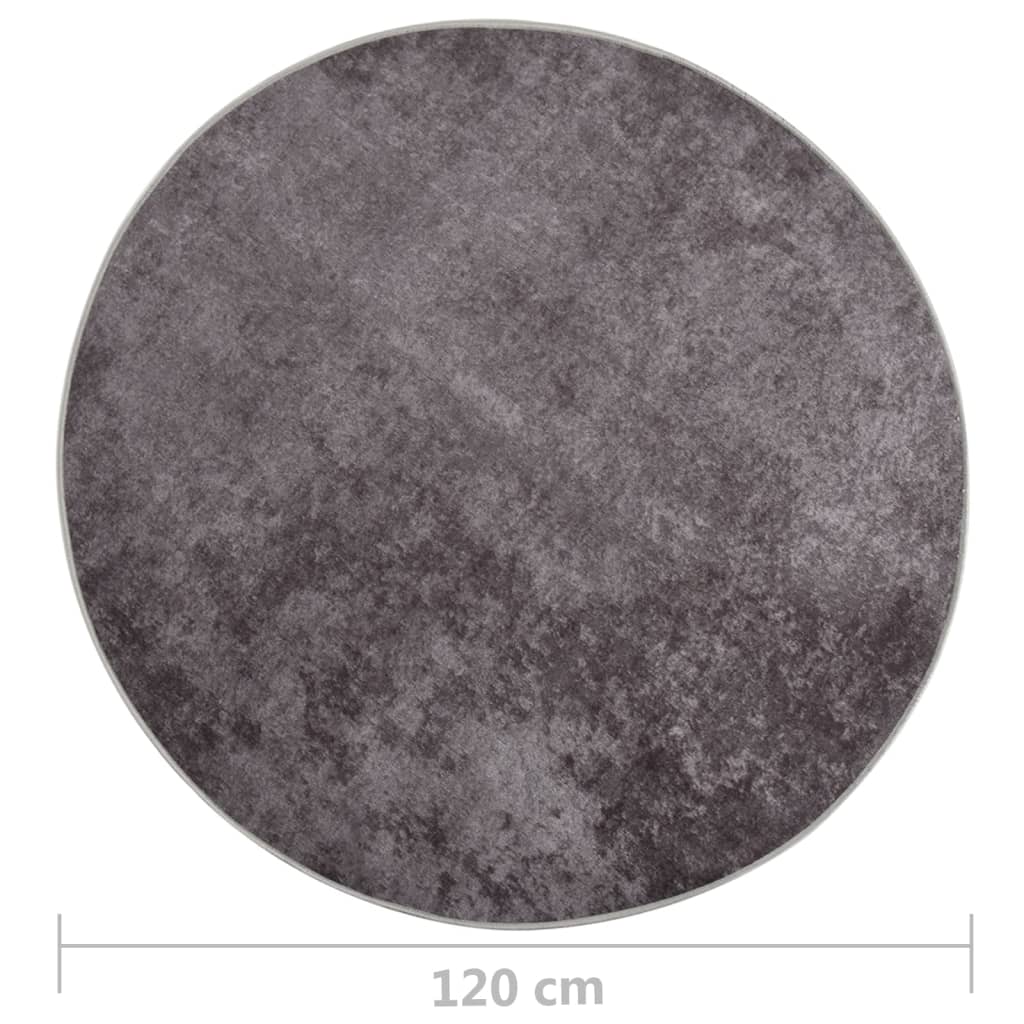 vidaXL Tapete lavável antiderrapante φ120 cm cinzento