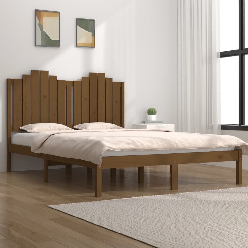 vidaXL Estrutura de cama 120x200 cm madeira pinho maciço castanho mel