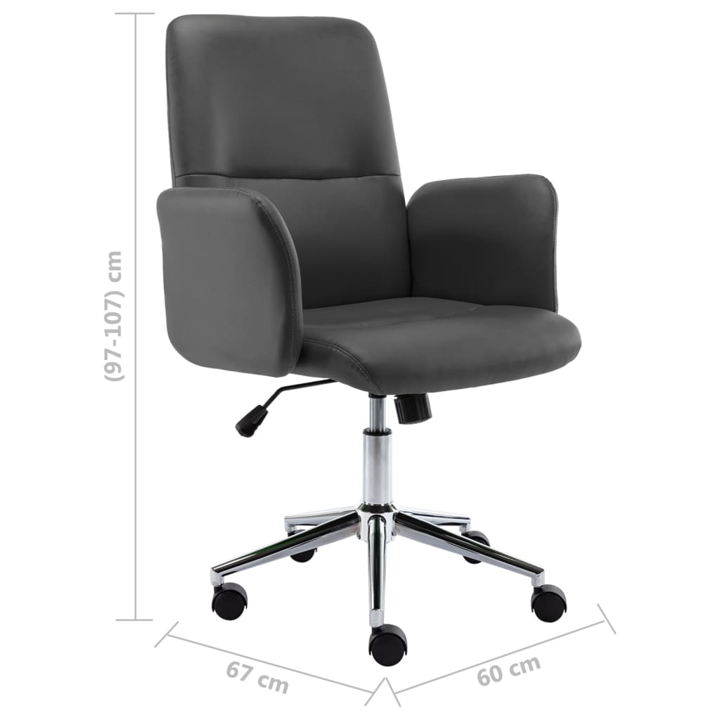vidaXL Cadeira de escritório em couro artificial cinzento