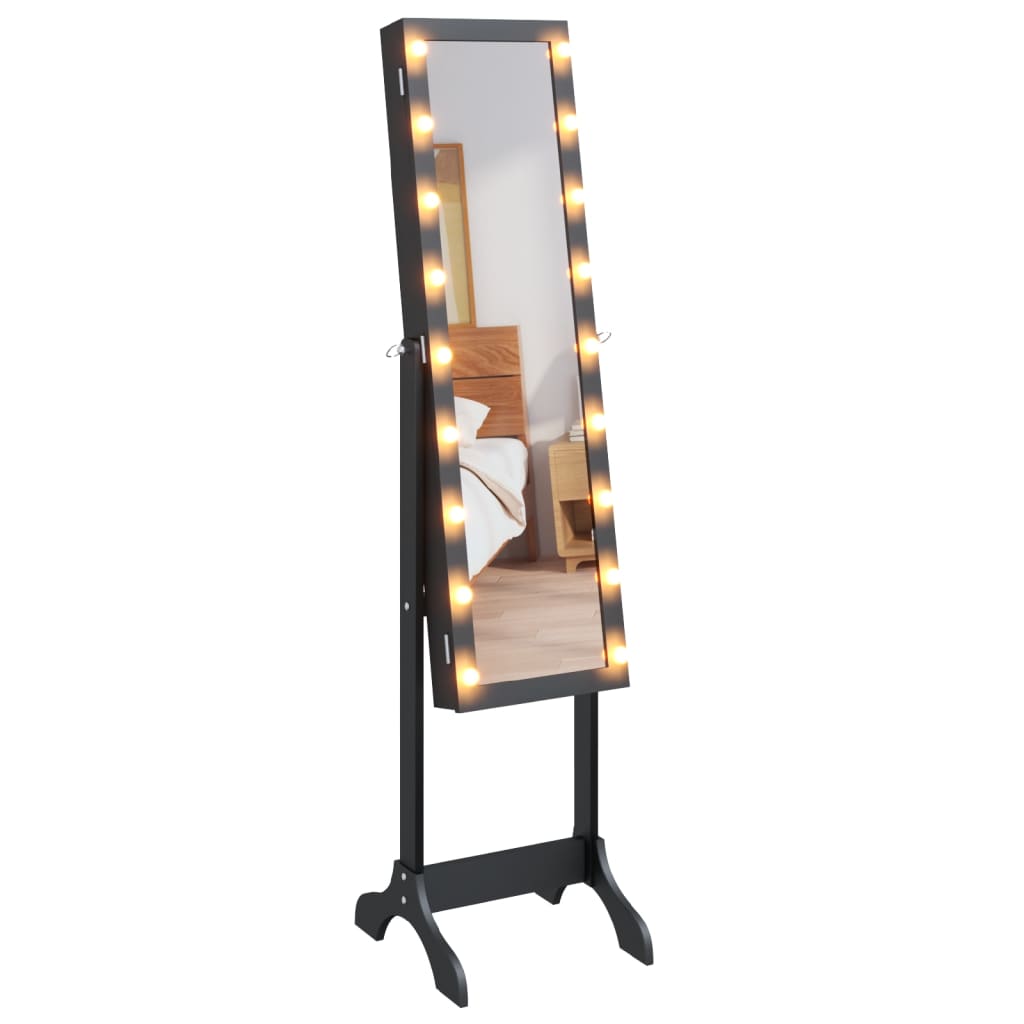 vidaXL Espelho de pé com luzes LED 34x37x146 cm preto