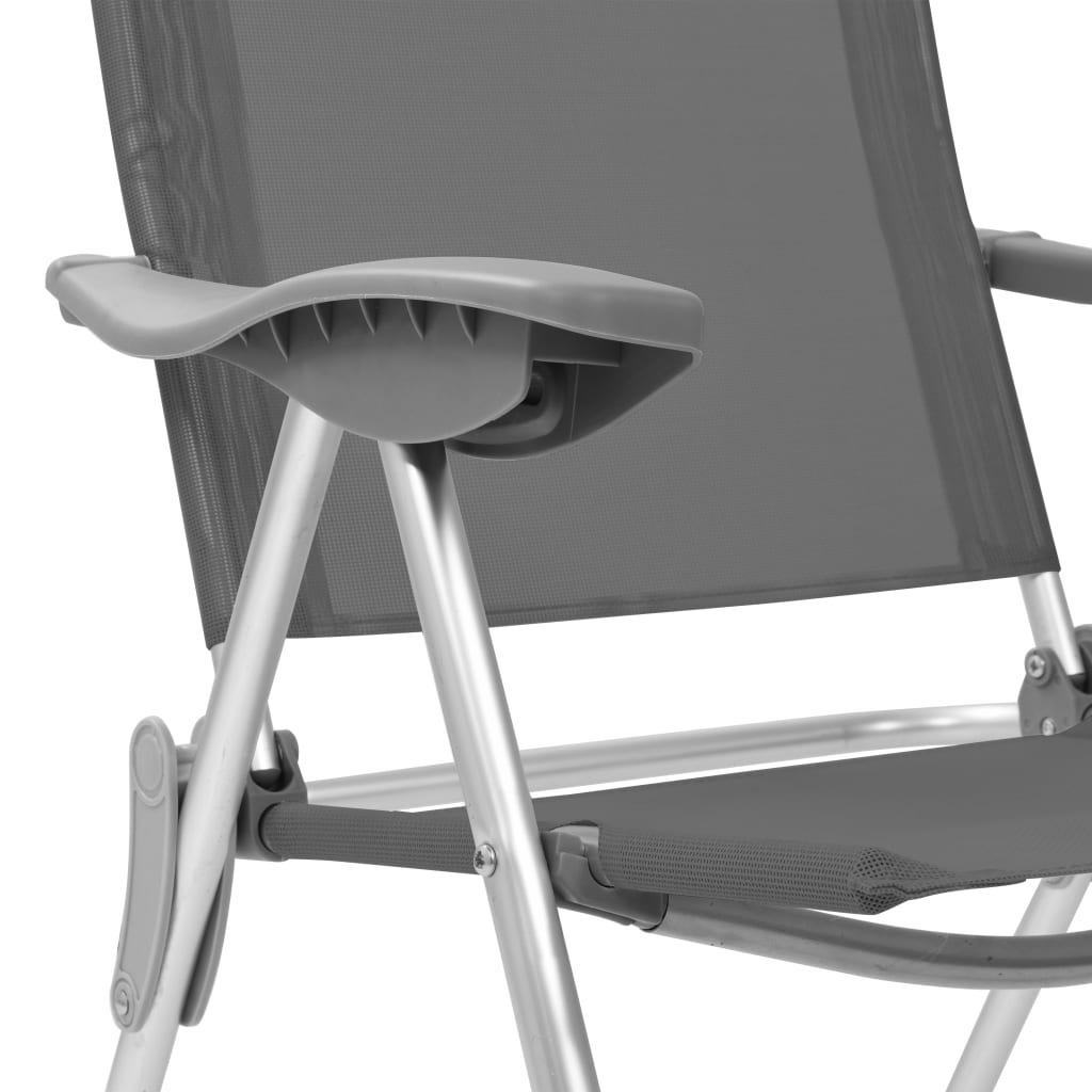 vidaXL Cadeiras de campismo dobráveis 4 pcs alumínio cinzento