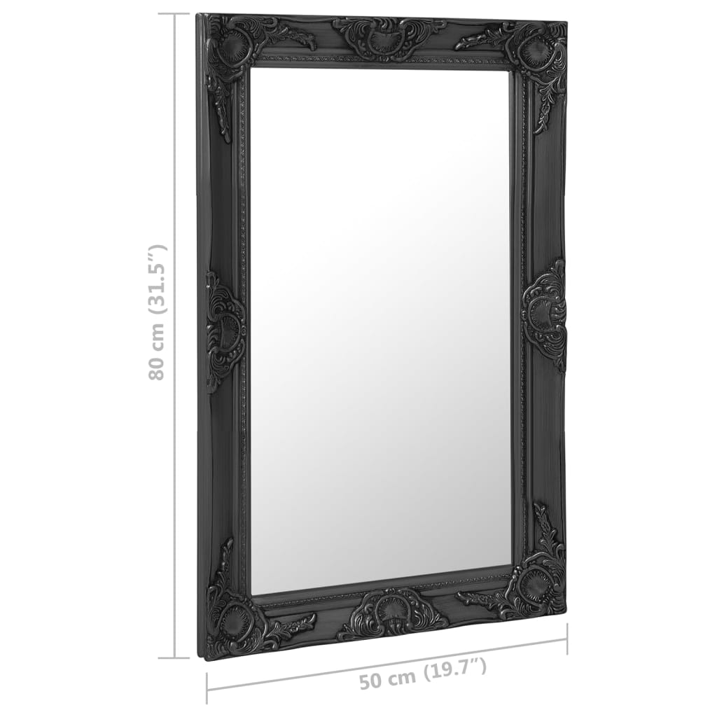 vidaXL Espelho de parede estilo barroco 50x80 cm preto