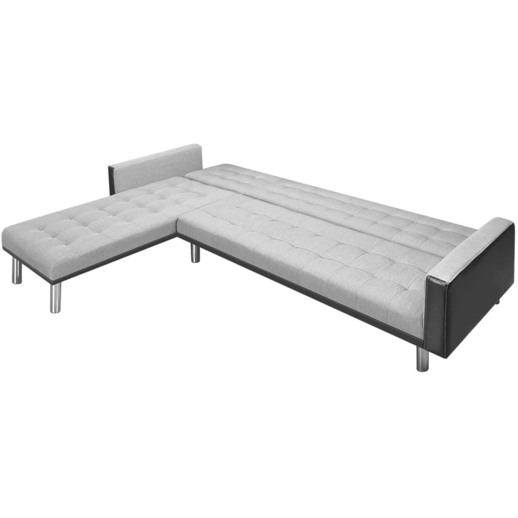 vidaXL Sofá-cama tecido com chaise longue 218x155x69cm preto cinzento
