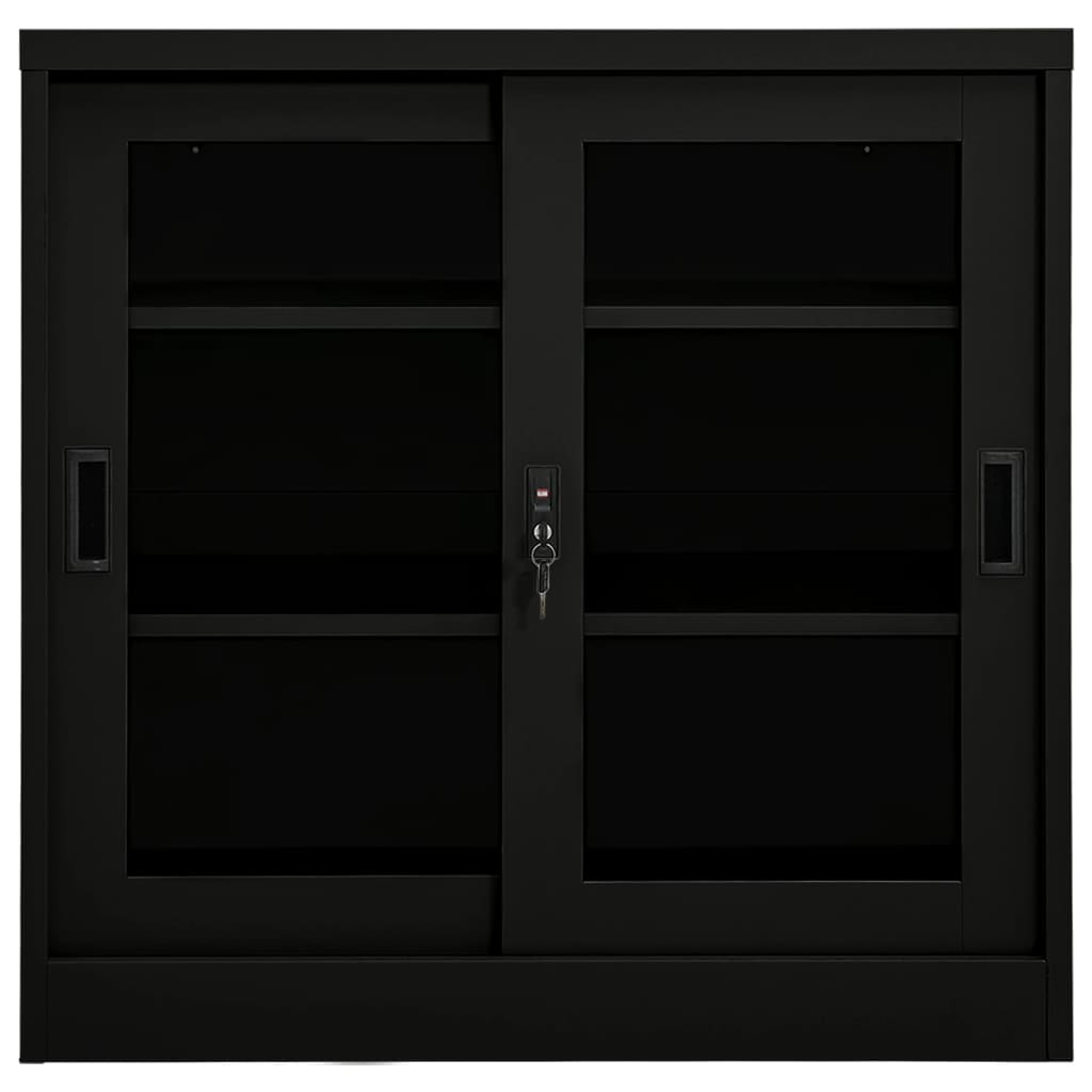 vidaXL Armário com porta deslizante aço 90x40x90 cm preto