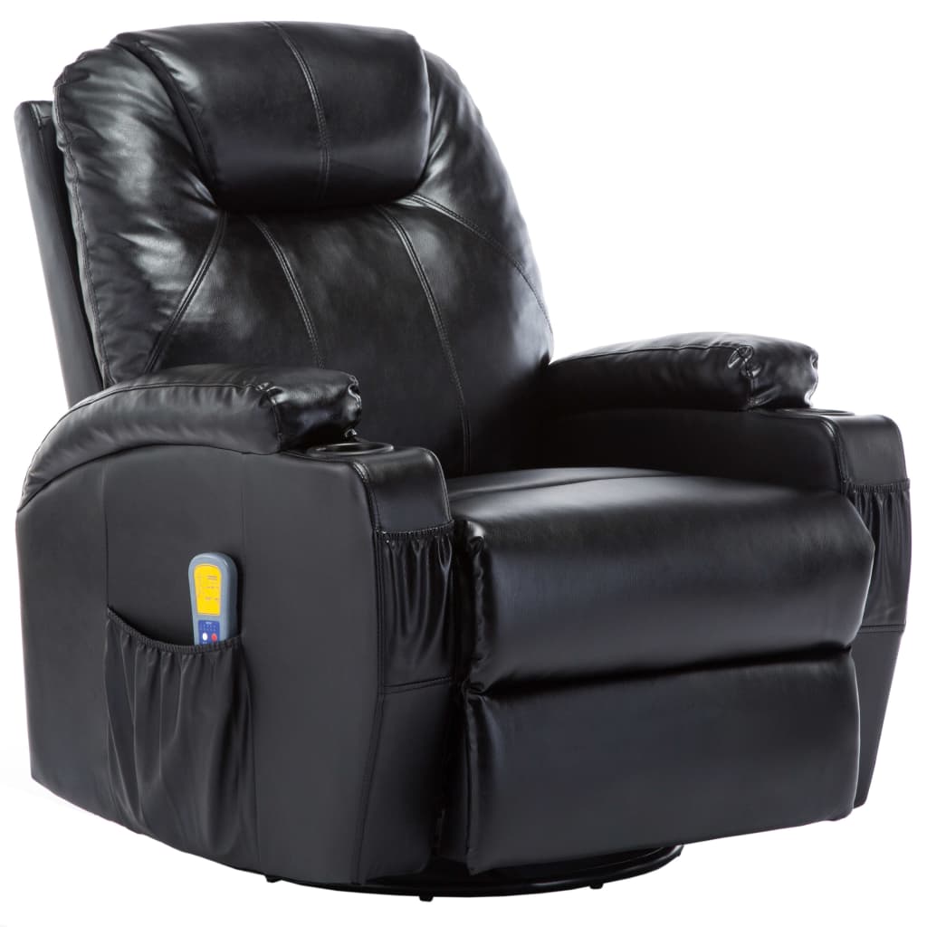 vidaXL Cadeira de massagem reclinável couro artificial preto