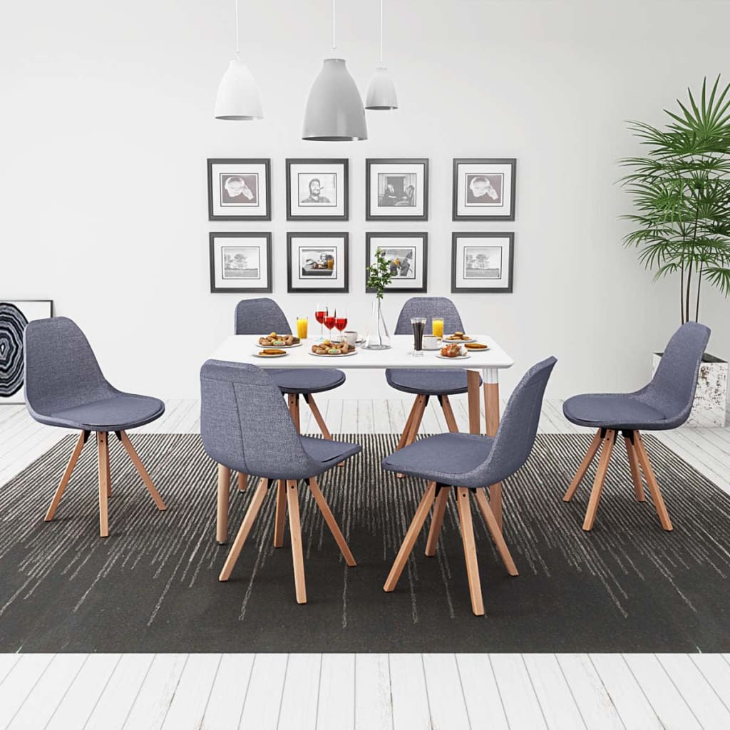 vidaXL 7 pcs conjunto de mesa e cadeiras de jantar branco/cinza-claro