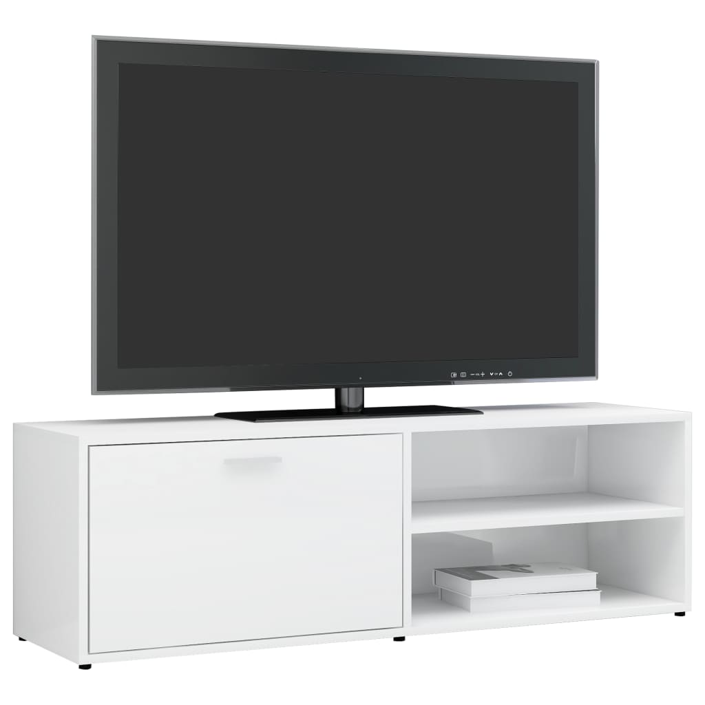 vidaXL Móvel de TV 120x34x37 cm contraplacado branco brilhante