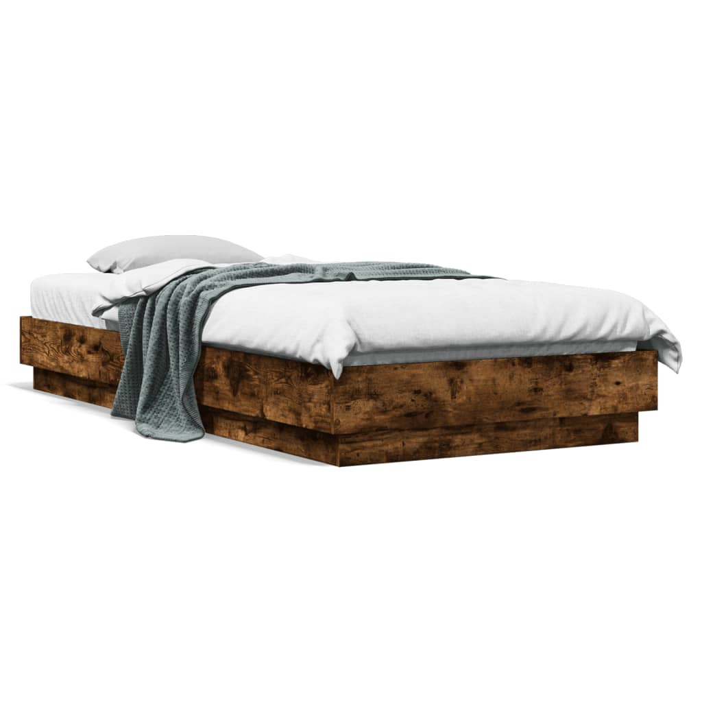 vidaXL Estrutura cama 90x200 cm derivados de madeira carvalho fumado