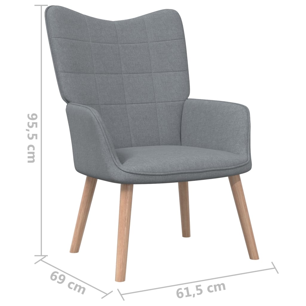 vidaXL Cadeira de descanso + banco tecido cinzento-claro