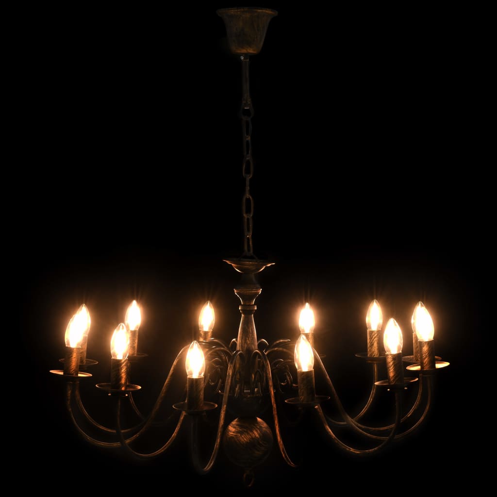 vidaXL Lustre antigo de 12 lâmpadas E14 preto
