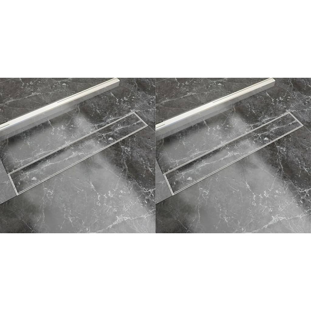 VidaXL Dreno de chuveiro linear 2 pcs 730x140 mm aço inoxidável