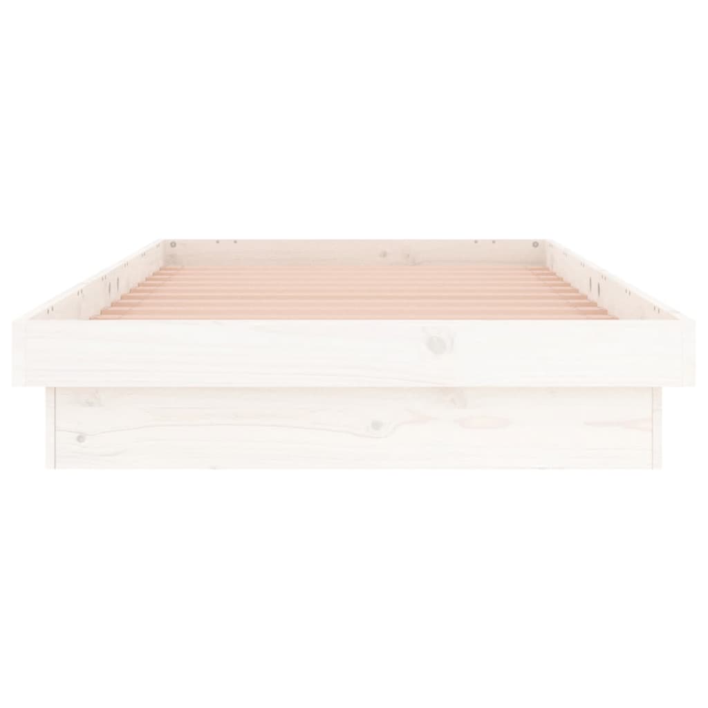 vidaXL Estrutura cama c/ LED solteiro 75x190 cm madeira maciça branco