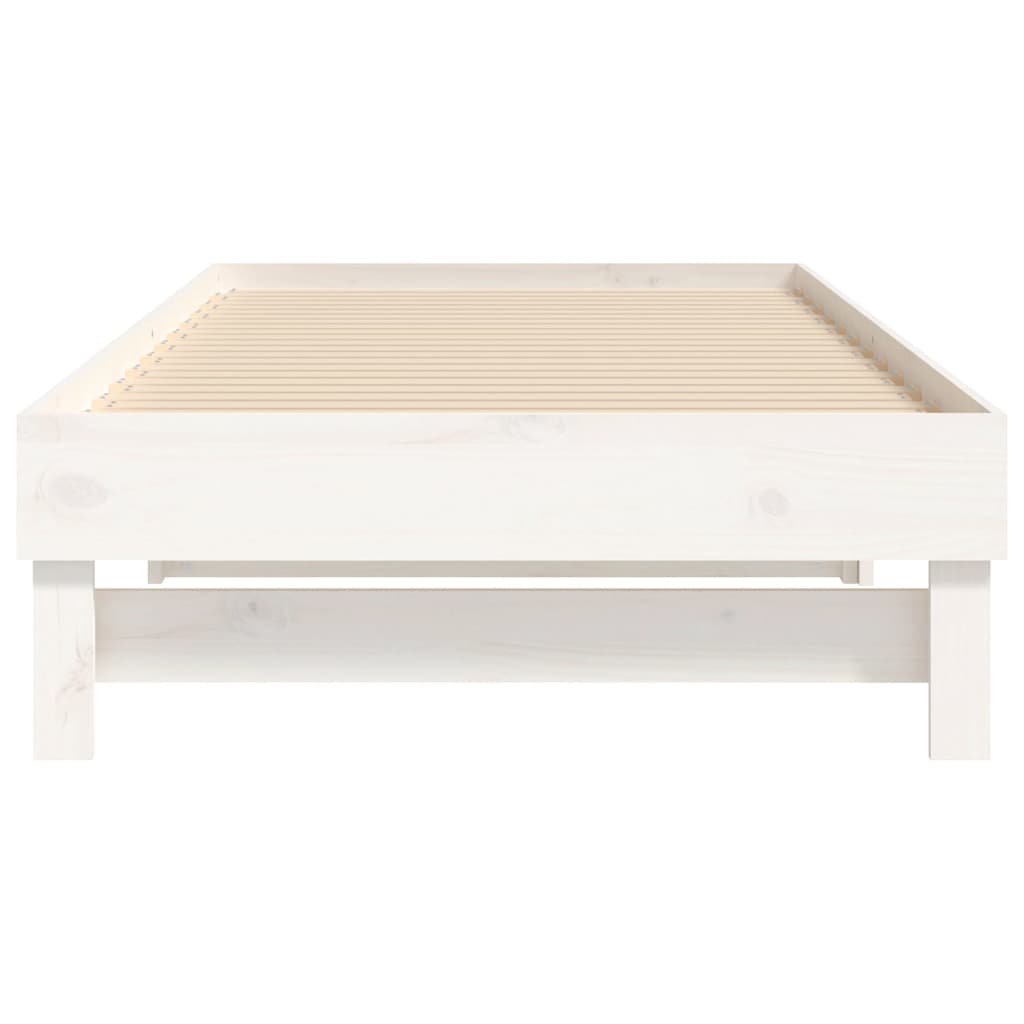 vidaXL Sofá-cama de puxar 2x(100x200) cm madeira pinho maciça branco