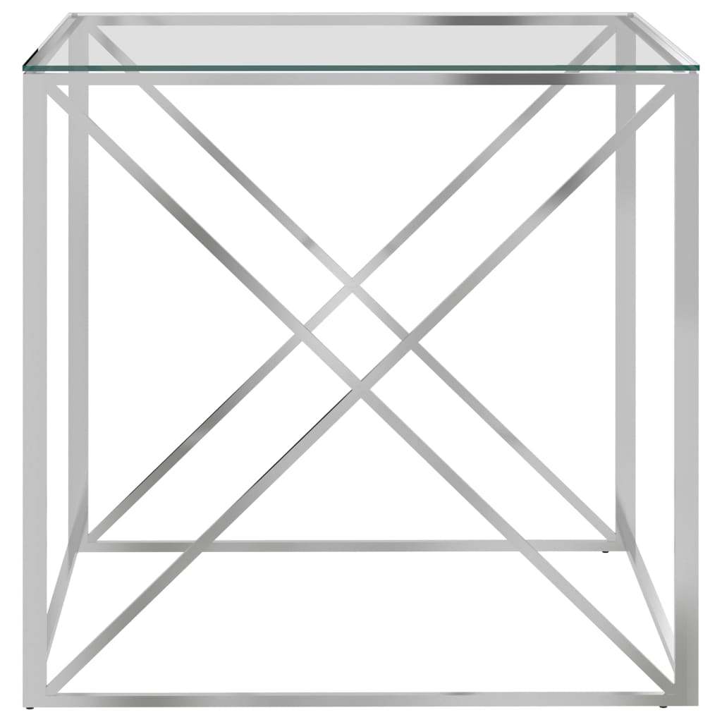 vidaXL Mesa de centro 55x55x55 cm aço inoxidável prateado e vidro