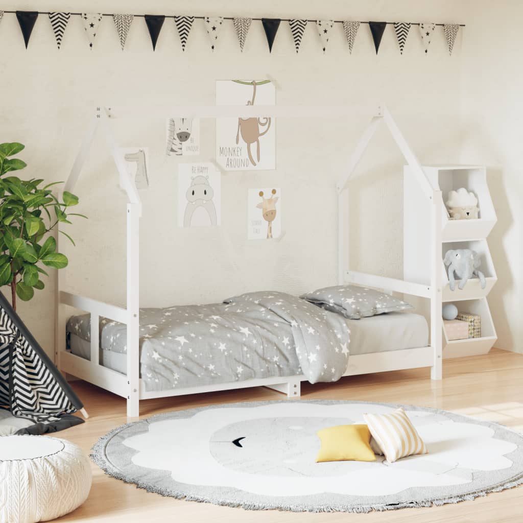 vidaXL Estrutura de cama infantil 80x160 cm pinho maciço branco